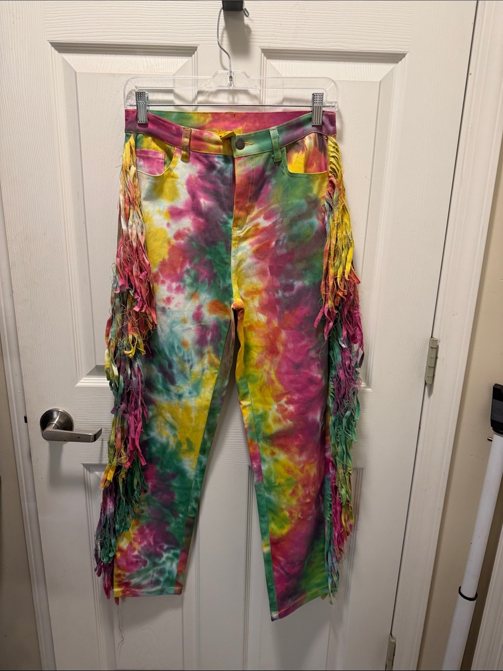 Daisy Multicolor Tie-Dye Cargo Pants with Side Fringe